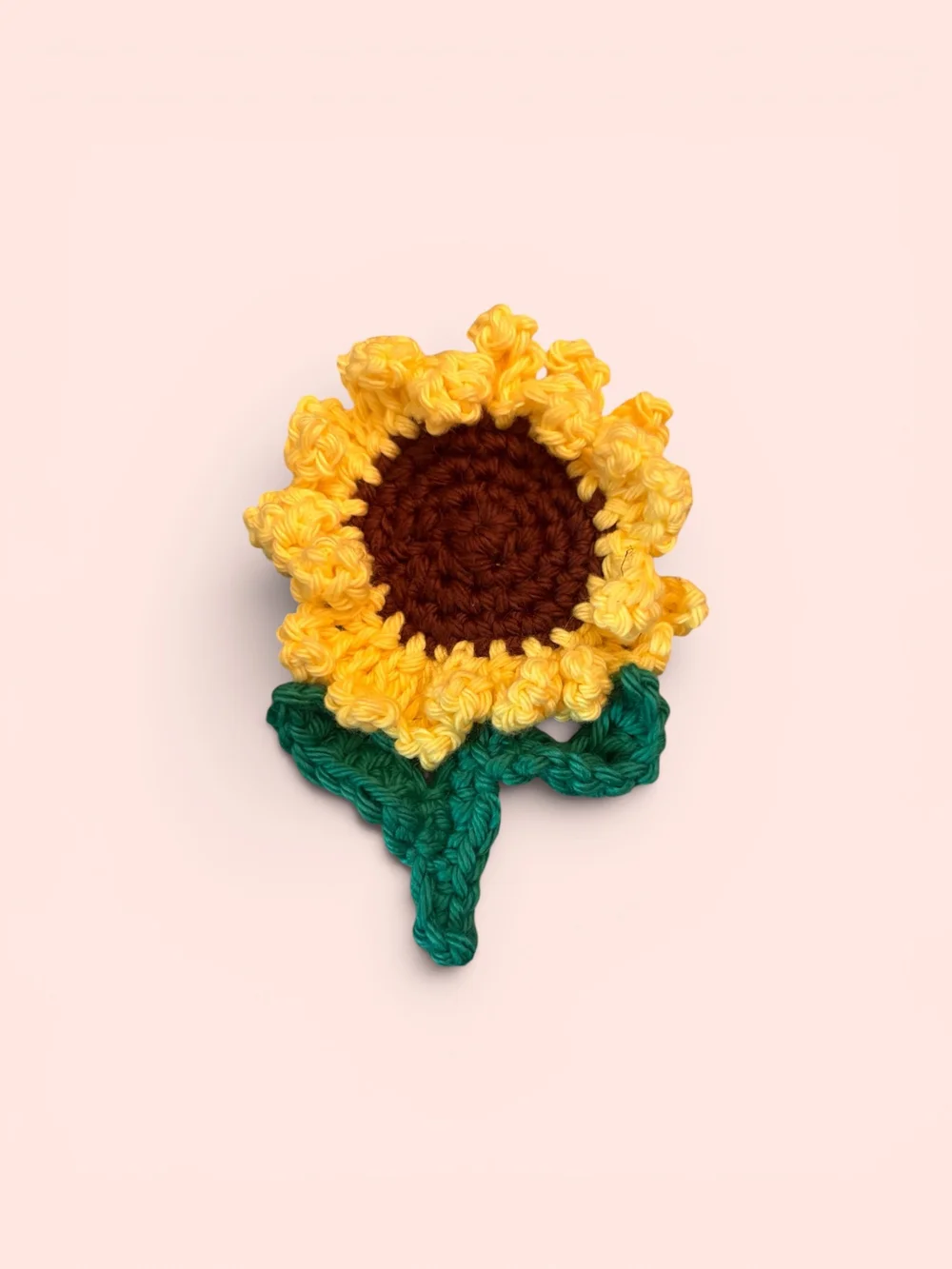 Handmade Crocheted Sunflower Applique - Yellow & Brown